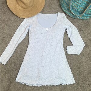 Aerie Offline Eyelet Blue Athletic Dress Size Medium